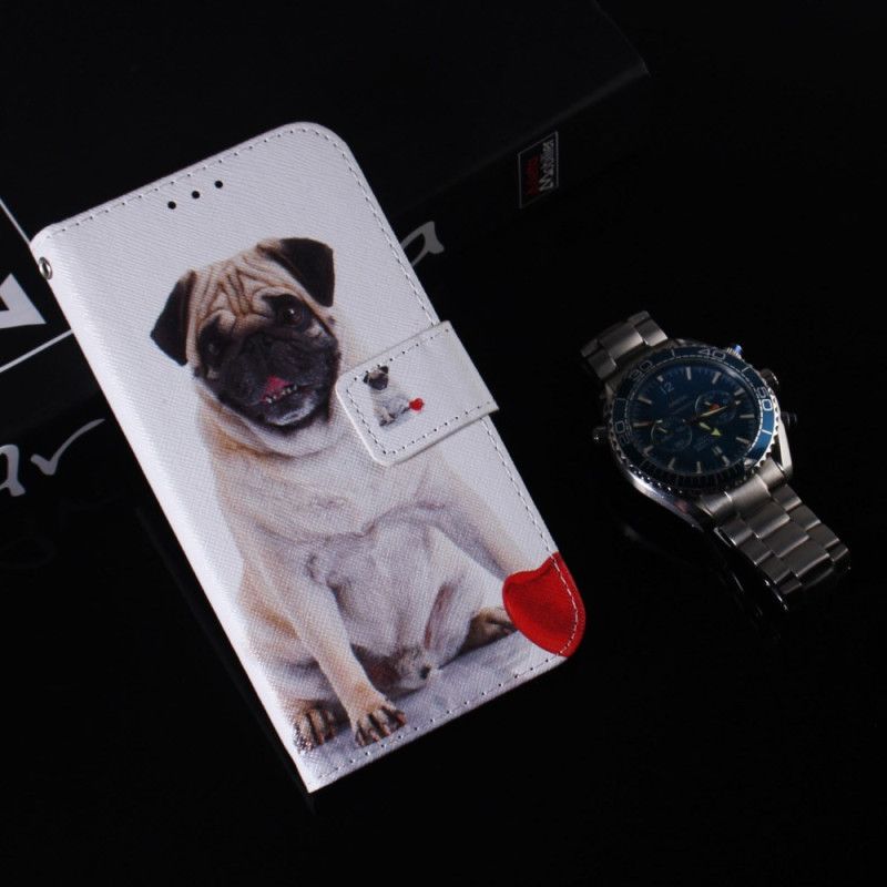 Læder Cover Realme C55 Telefon Etui Mops Hund