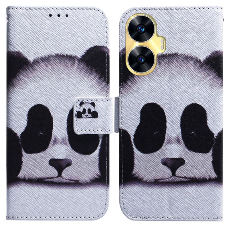 Læder Cover Realme C55 Telefon Etui Panda