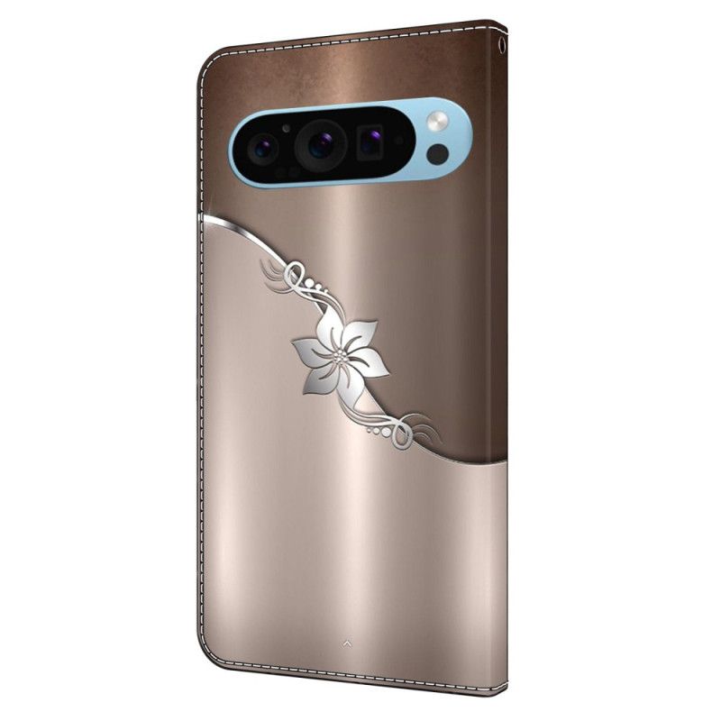 Flip Cover Til Google Pixel 9 Pro Sølvblomst