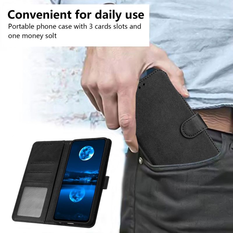 Flip Cover Realme C67 Almindelig Lædereffekt Med Rem