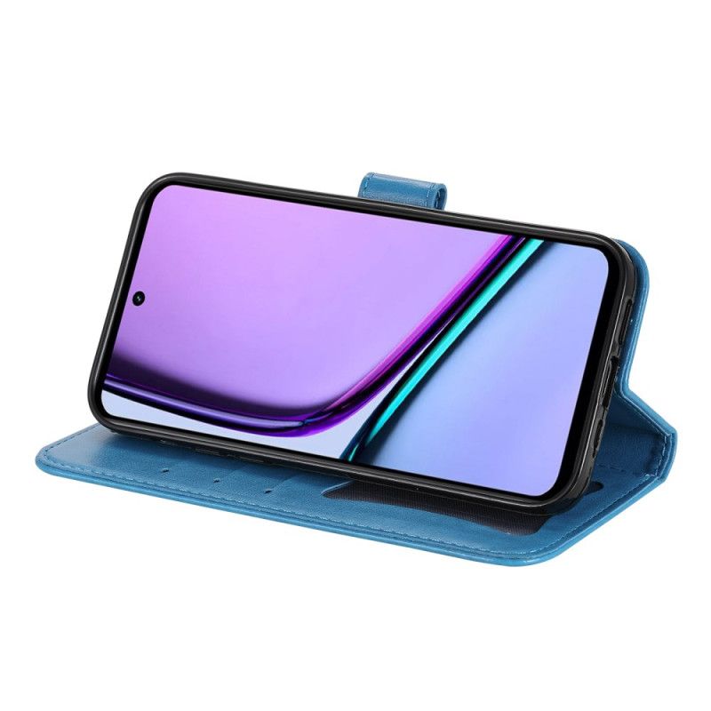 Læder Cover Realme C67 Telefon Etui Blomstermønster Med Rem