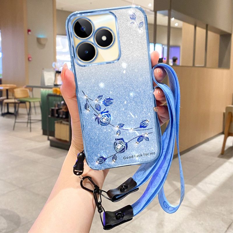 Cover Realme C53 Kadem Glitter- Og Rhinstenholder Med Snor