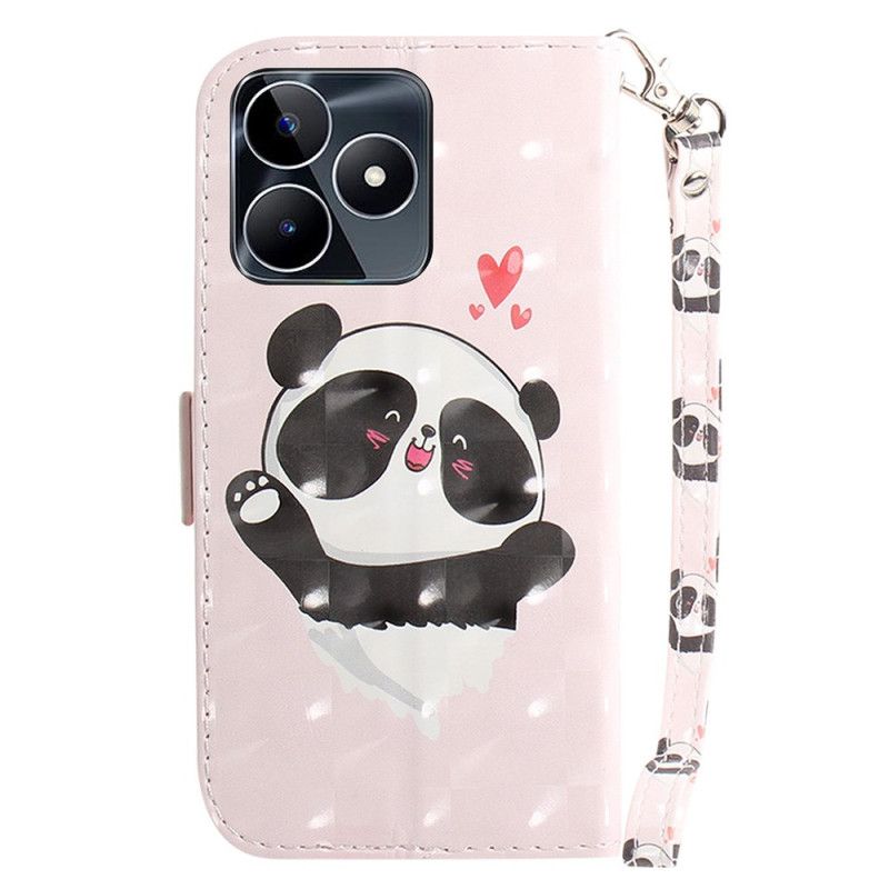 Flip Cover Realme C53 Panda-kærlighedsholder Med Snor