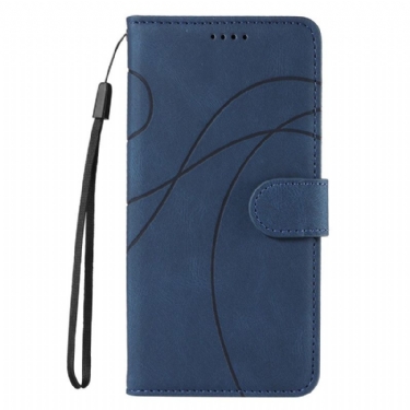 Læder Cover Realme C53 Telefon Etui Bølgede Linjer