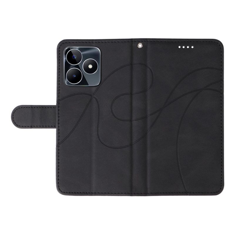 Læder Cover Realme C53 Telefon Etui Bølgede Linjer