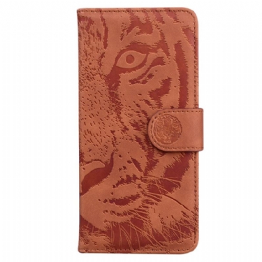 Læder Cover Realme C53 Telefon Etui Tigerprint
