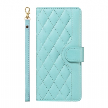 Flip Cover Oneplus 13r Quiltet Med Rem Og Skulderrem