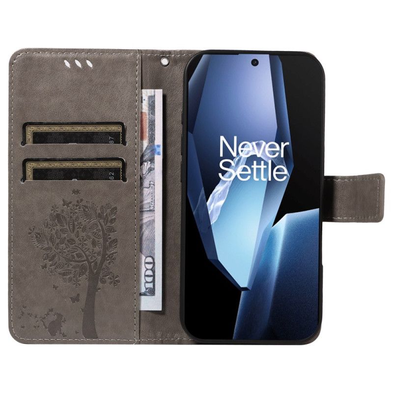 Flip Cover Oneplus 13r Træ Og Kat