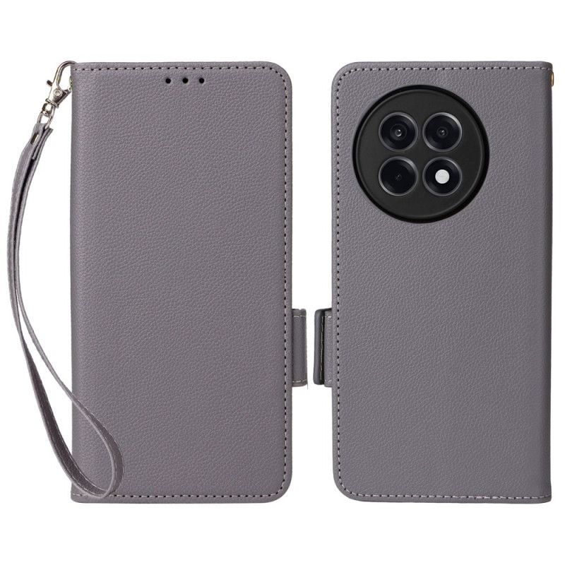 Flip Cover Til Oneplus 13r Litchi Tekstur Med Rem