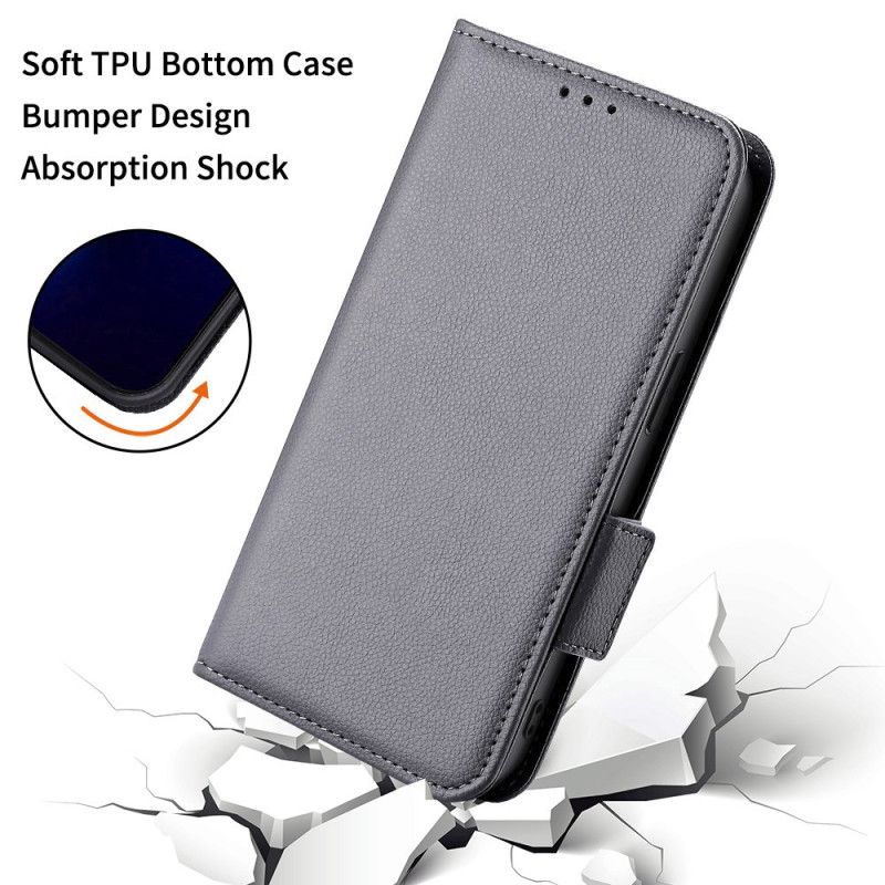 Flip Cover Til Oneplus 13r Litchi Tekstur Med Rem