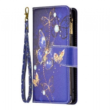 Læder Cover Xiaomi Redmi Note 13 Pro Plus 5g Lilla Sommerfugle Tegnebog