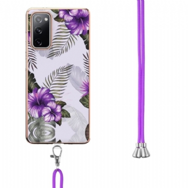 Cover Samsung Galaxy S20 FE Anti-fald Med Snor Eksotiske Blomster