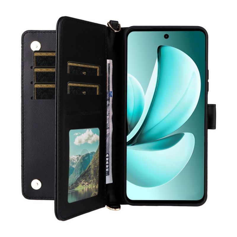 Flip Cover Realme C71 Quiltet Med Skulderrem Og Håndledsrem