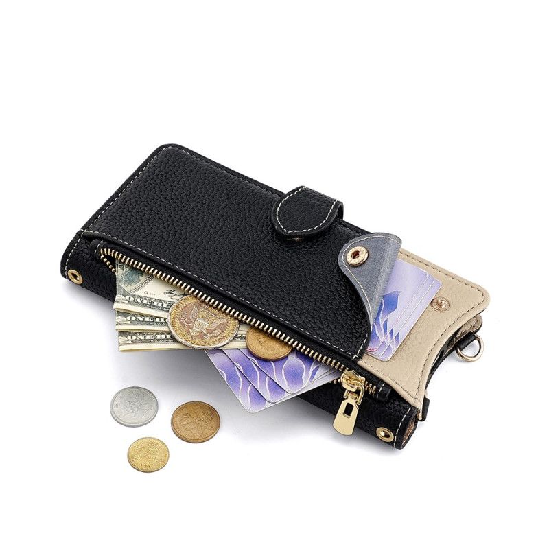 Flip Cover Realme C71 Tofarvet Pung Med Spejl Og Skulderrem