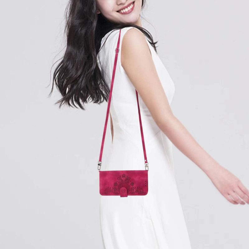 Flip Cover Xiaomi 15 Ultra Blomstermønster Med Rem Og Skulderrem