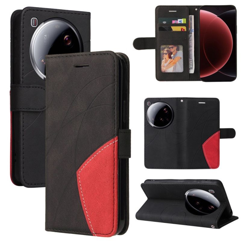 Flip Cover Xiaomi 15 Ultra Tofarvede Bølgede Linjer