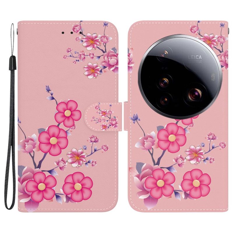 Læder Cover Xiaomi 15 Ultra Sakura-mønster