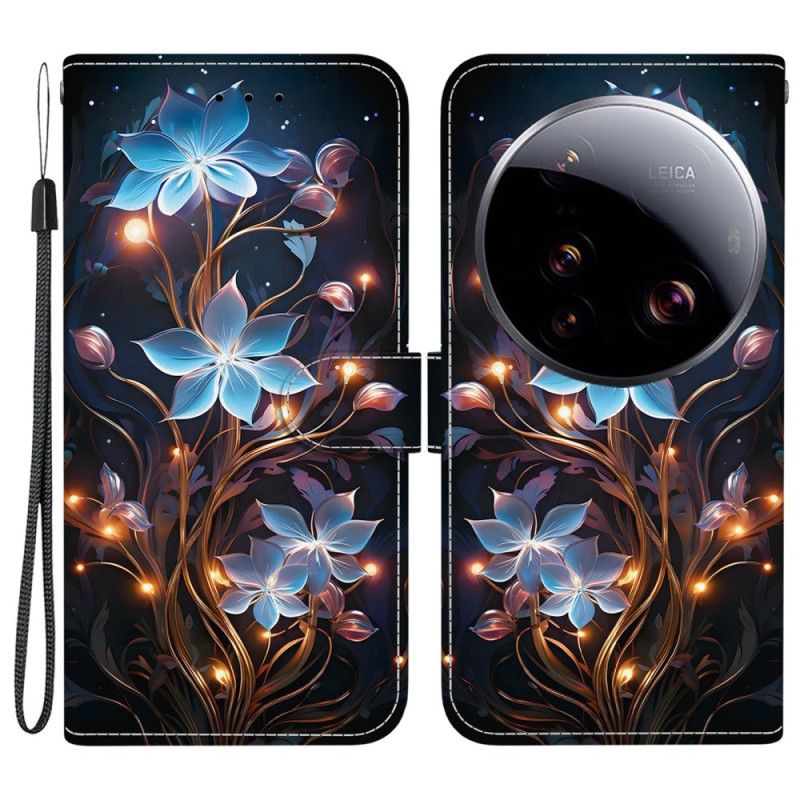 Læder Cover Xiaomi 15 Ultra Telefon Etui Lanterneblomster