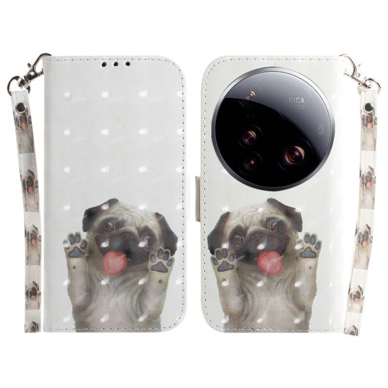 Læder Cover Xiaomi 15 Ultra Telefon Etui Mops Med Snor