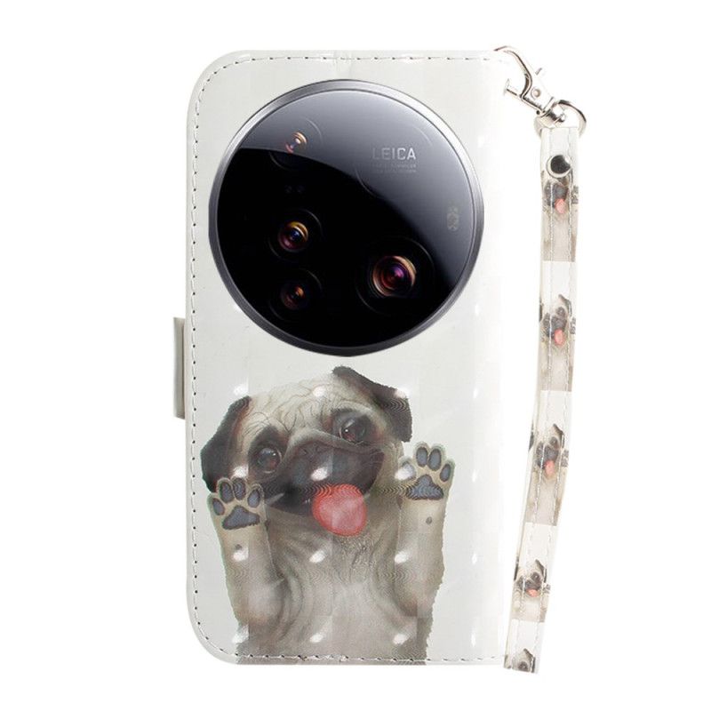 Læder Cover Xiaomi 15 Ultra Telefon Etui Mops Med Snor