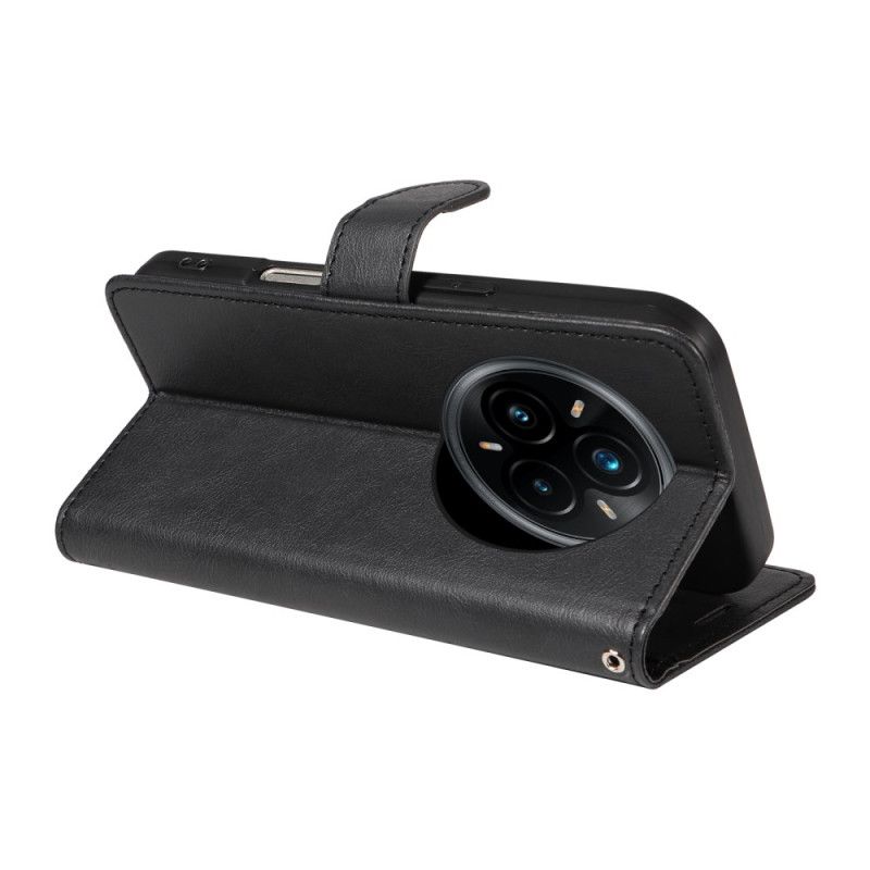 Flip Cover Realme 14 Pro Plus 5g Almindelig Rem I Kunstlæder