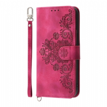 Flip Cover Realme 14 Pro Plus 5g Blonder I Ruskindseffekt Med Rem Og Skulderrem