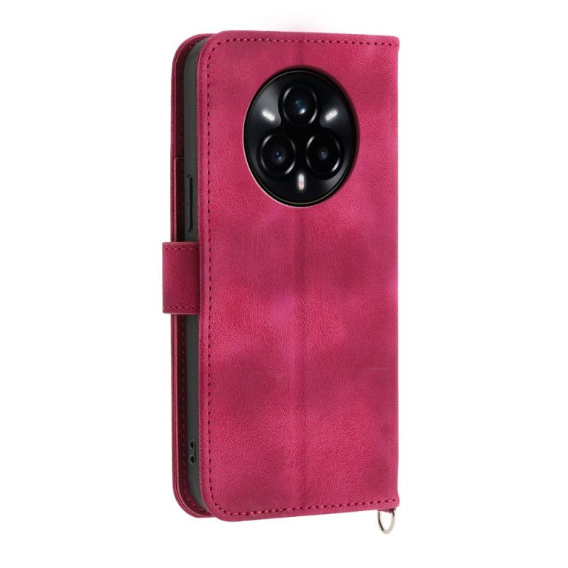 Flip Cover Realme 14 Pro Plus 5g Blonder I Ruskindseffekt Med Rem Og Skulderrem