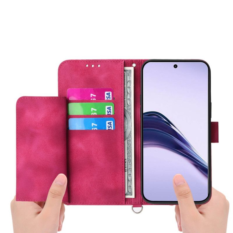 Flip Cover Realme 14 Pro Plus 5g Blonder I Ruskindseffekt Med Rem Og Skulderrem