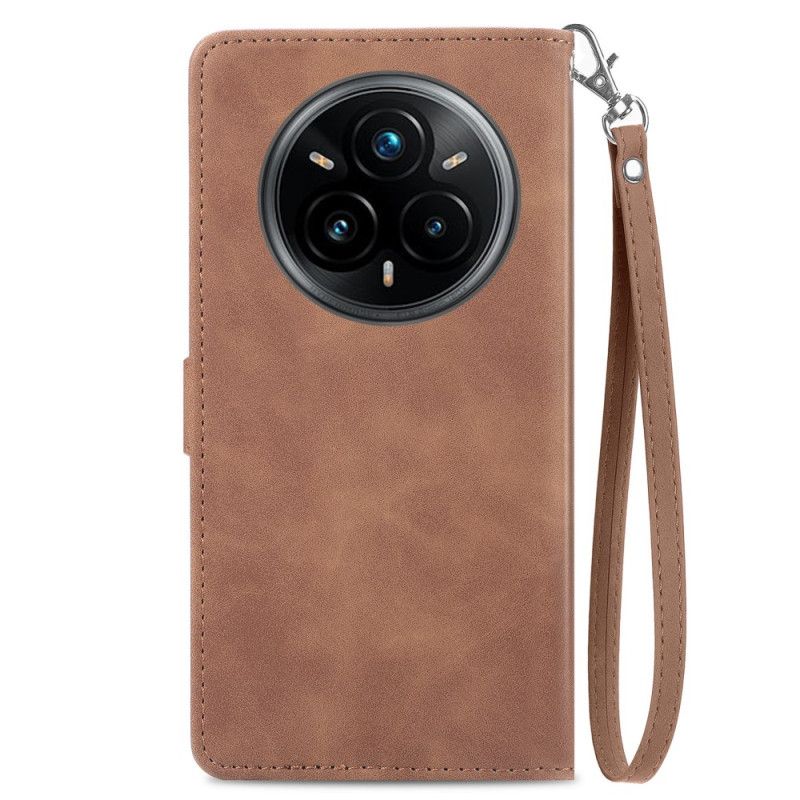 Læder Cover Realme 14 Pro Plus 5g Telefon Etui Blondemønster Med Ruskindseffekt