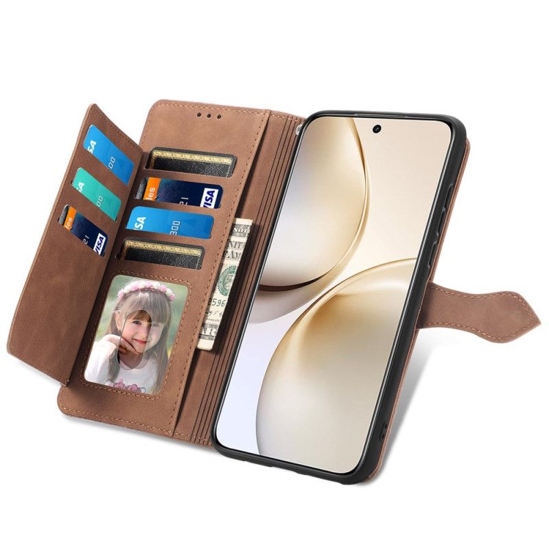 Læder Cover Realme 14 Pro Plus 5g Telefon Etui Blondemønster Med Ruskindseffekt