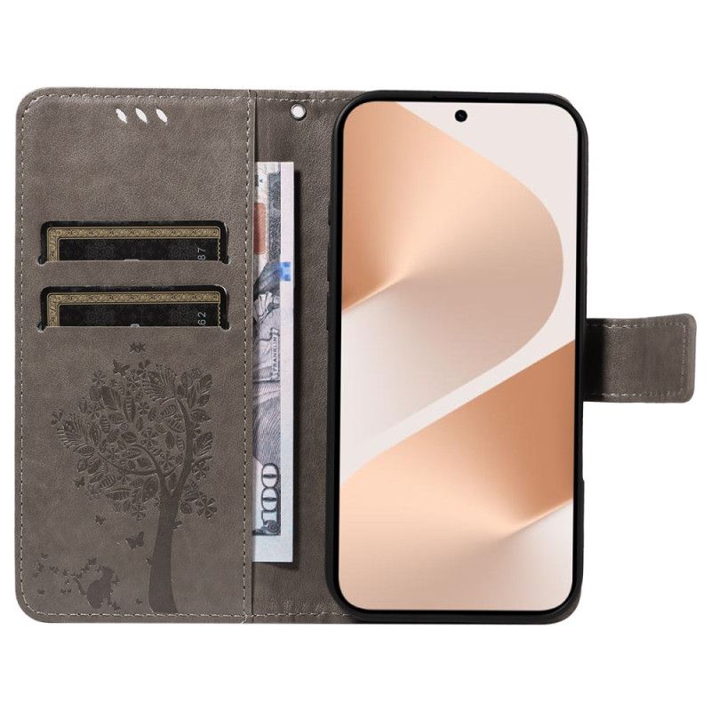 Flip Cover Huawei Pura 80 Kat Og Træ