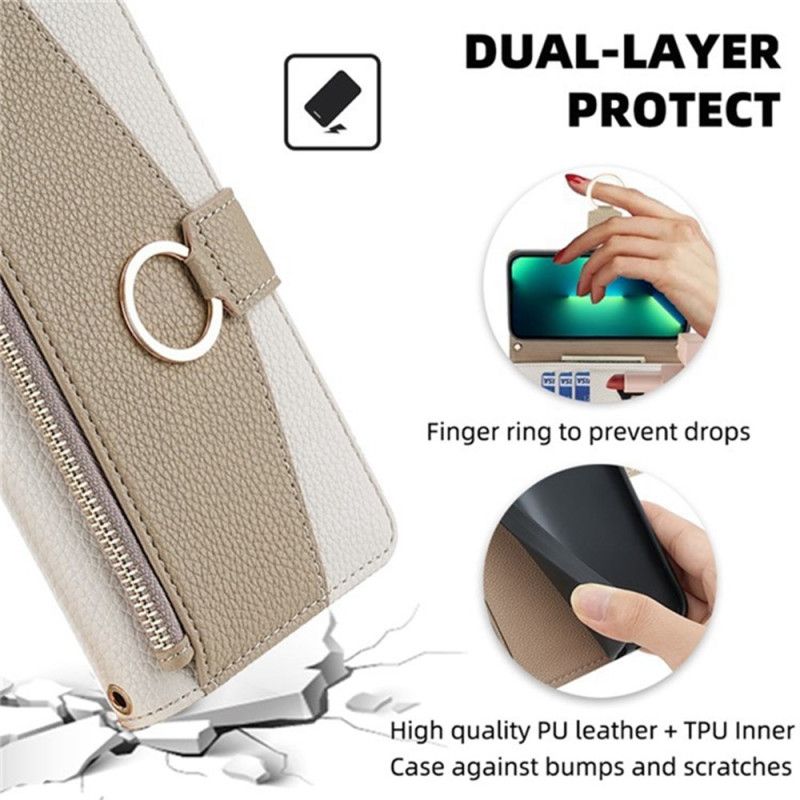 Flip Cover Huawei Pura 80 Tofarvet Med Spejl Og Kæde