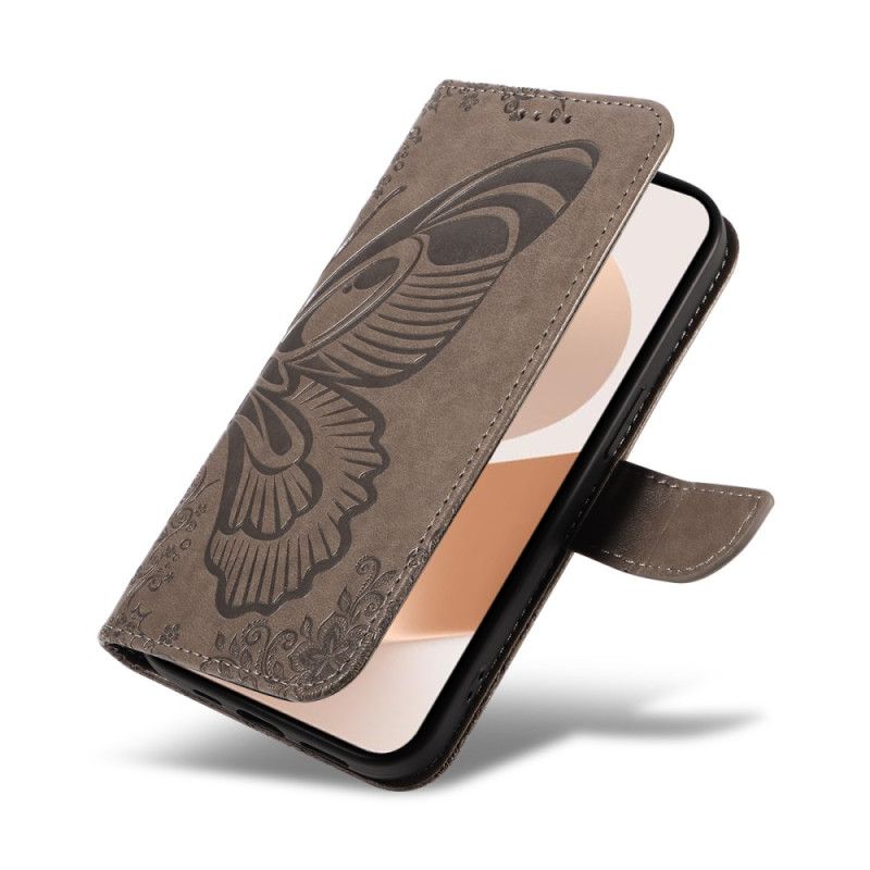 Læder Cover Huawei Pura 80 Telefon Etui Grafisk Sommerfugl
