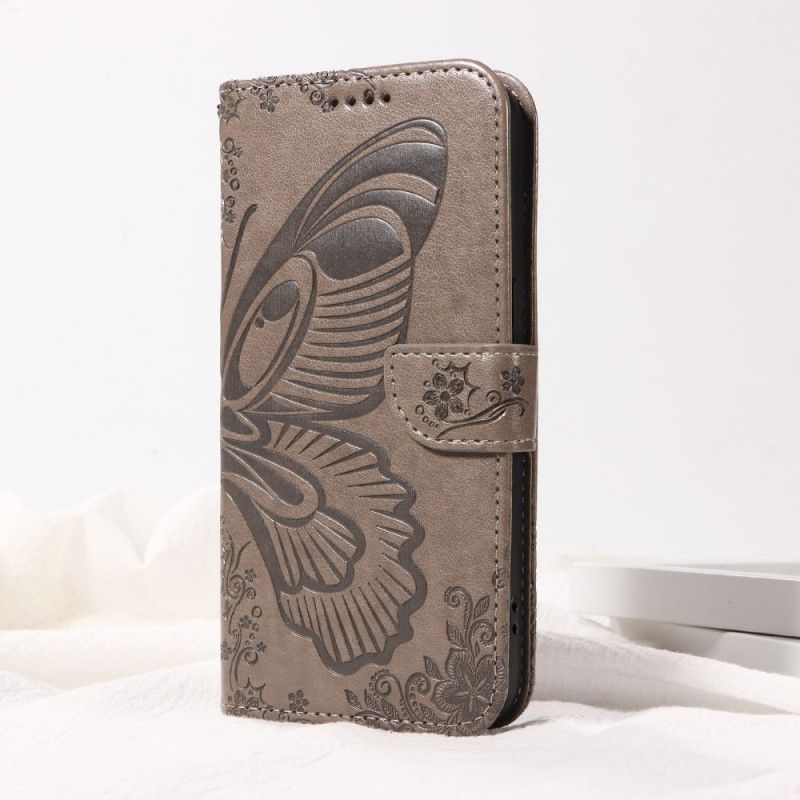 Læder Cover Huawei Pura 80 Telefon Etui Grafisk Sommerfugl