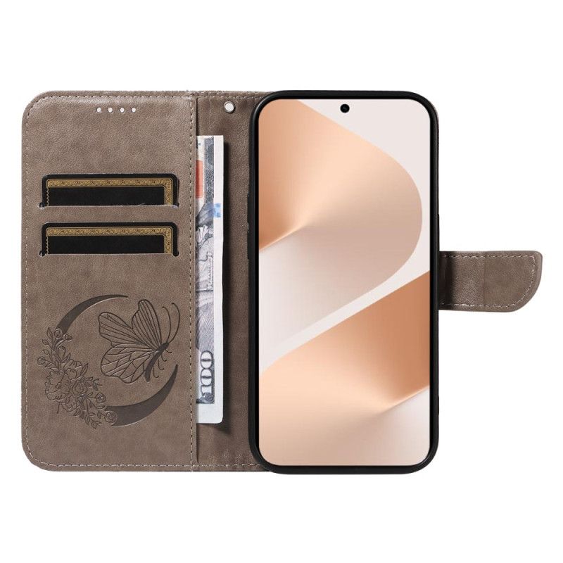 Læder Cover Huawei Pura 80 Telefon Etui Grafisk Sommerfugl