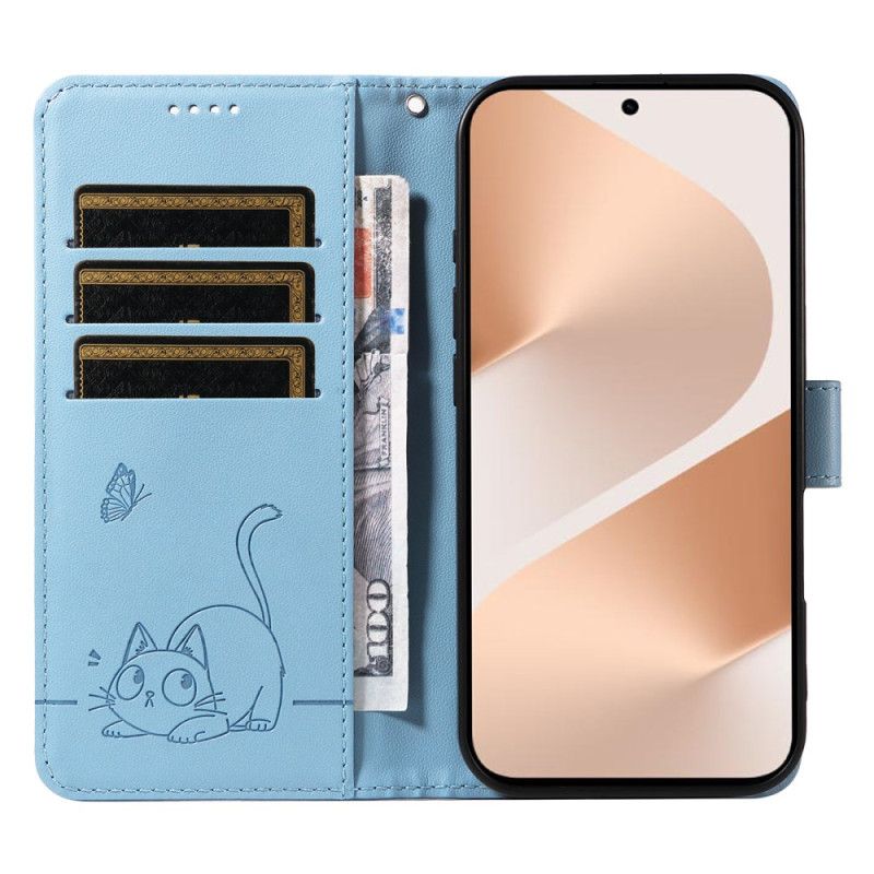 Læder Cover Huawei Pura 80 Telefon Etui Heldig Kat