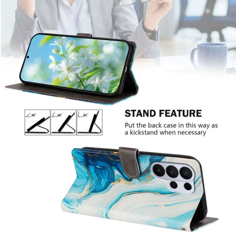 Flip Cover Samsung Galaxy S26 Ultra Blå Marmoreffekt