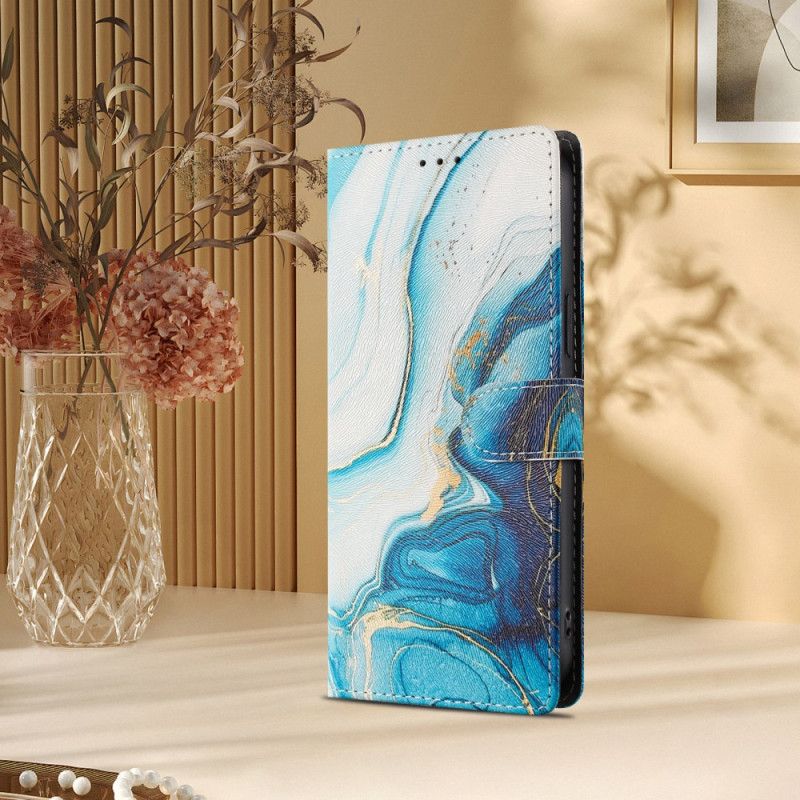 Flip Cover Samsung Galaxy S26 Ultra Blå Marmoreffekt