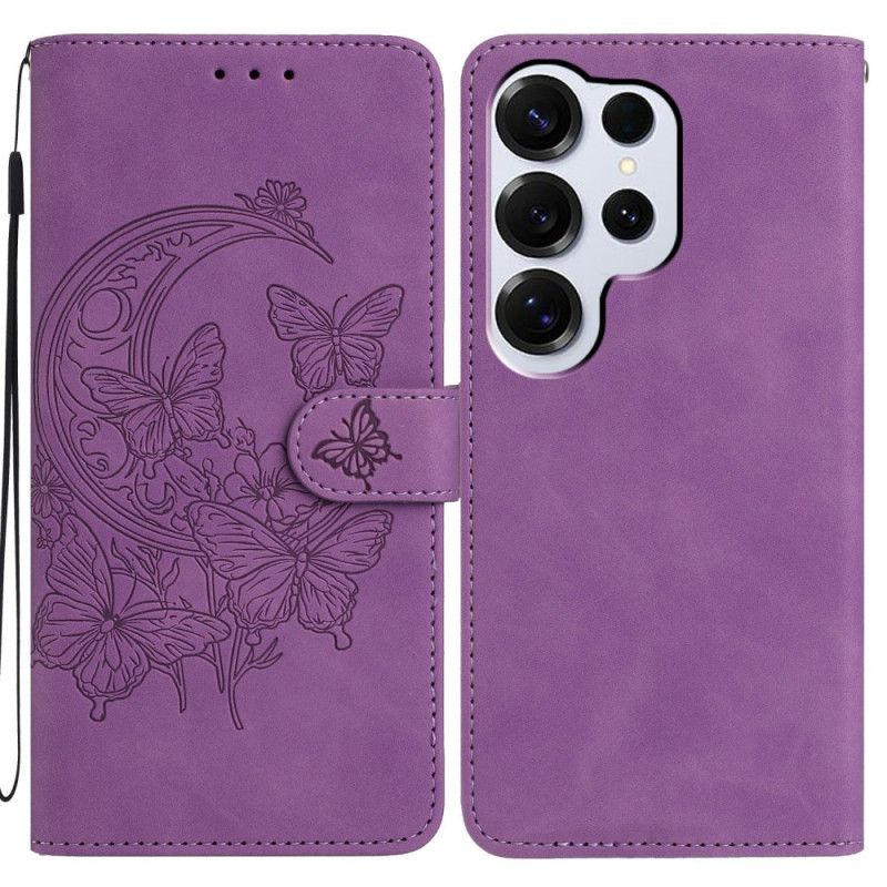 Flip Cover Samsung Galaxy S26 Ultra Blomstermønster I Ruskind