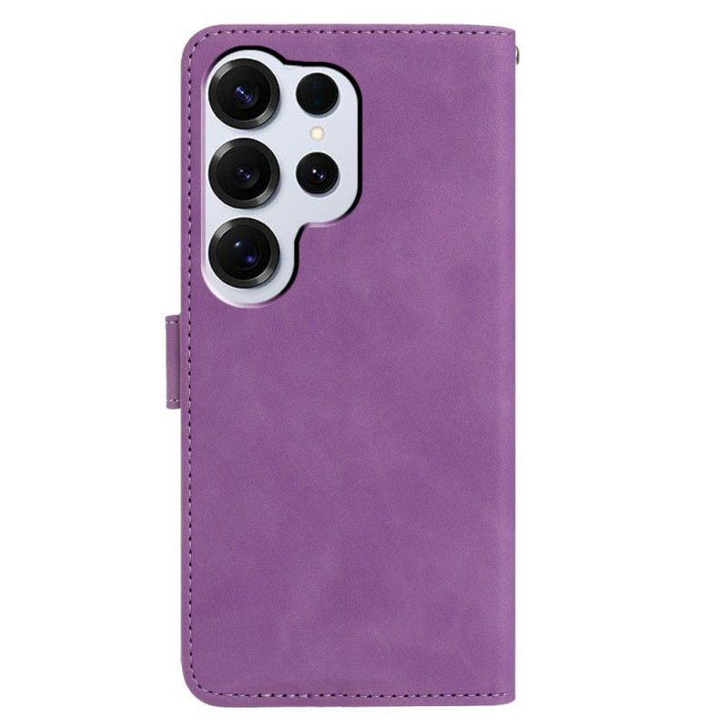 Flip Cover Samsung Galaxy S26 Ultra Blomstermønster I Ruskind