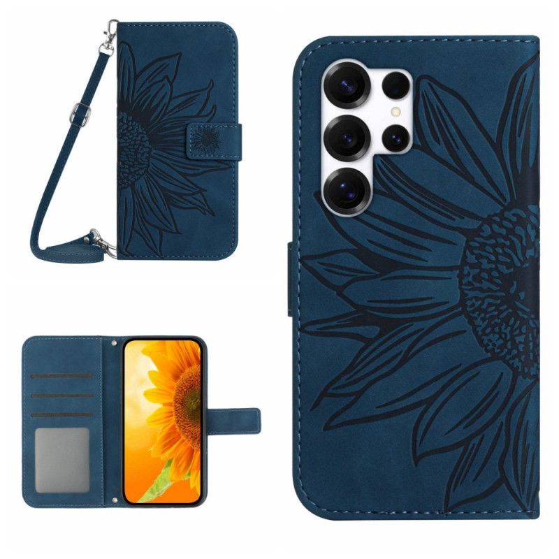 Flip Cover Samsung Galaxy S26 Ultra Skuldertaske Med Solsikkeprint