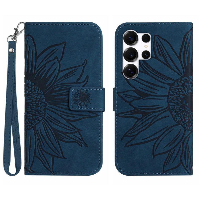 Flip Cover Samsung Galaxy S26 Ultra Solsikkeprintet Rem