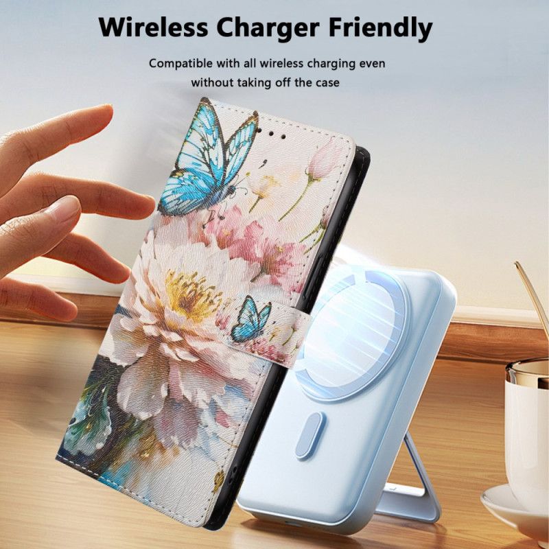 Flip Cover Til Samsung Galaxy S26 Ultra Pæon Og Sommerfugl