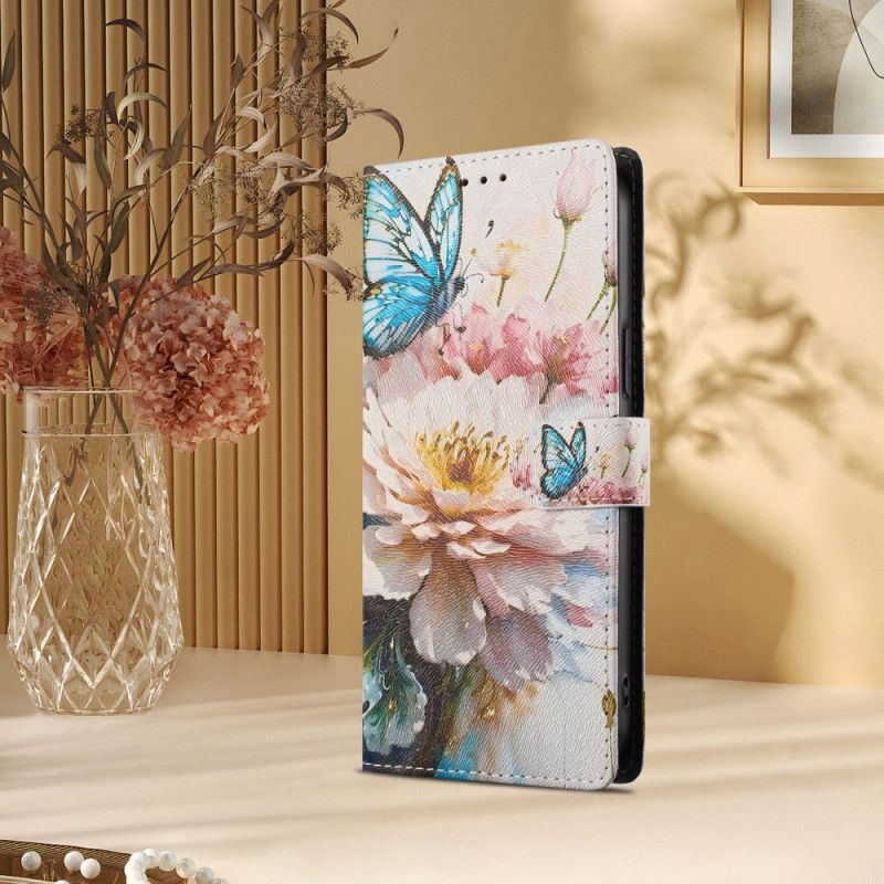 Flip Cover Til Samsung Galaxy S26 Ultra Pæon Og Sommerfugl
