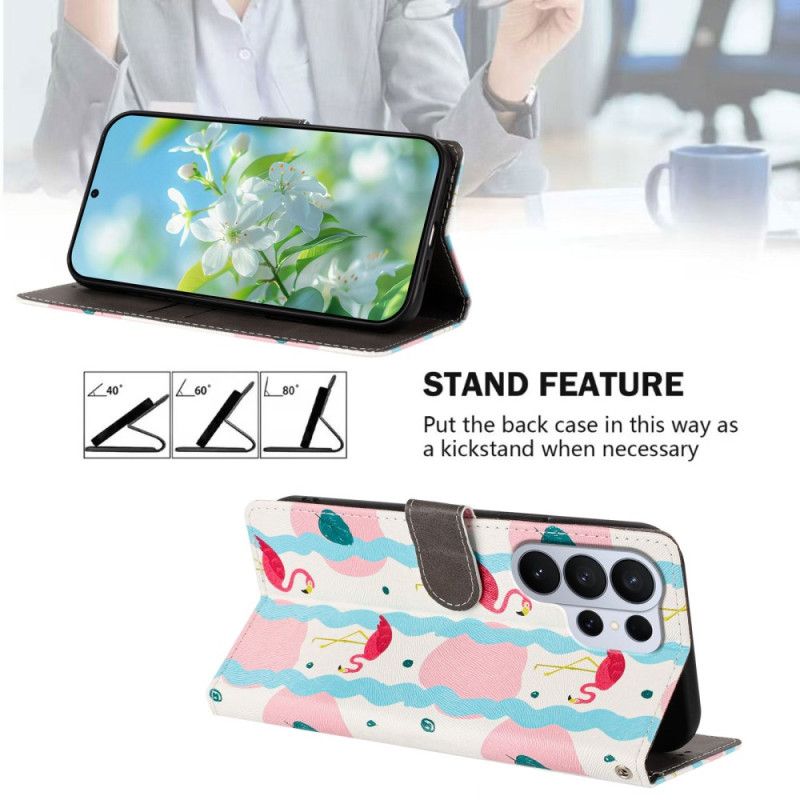 Læder Cover Samsung Galaxy S26 Ultra Telefon Etui Flamingoer