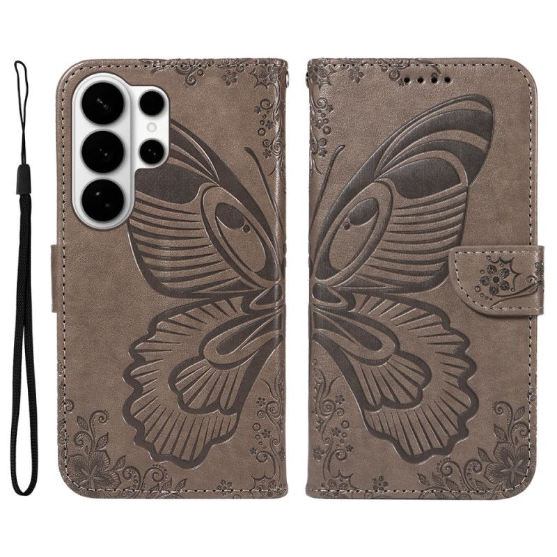 Læder Cover Samsung Galaxy S26 Ultra Telefon Etui Grafisk Sommerfugl