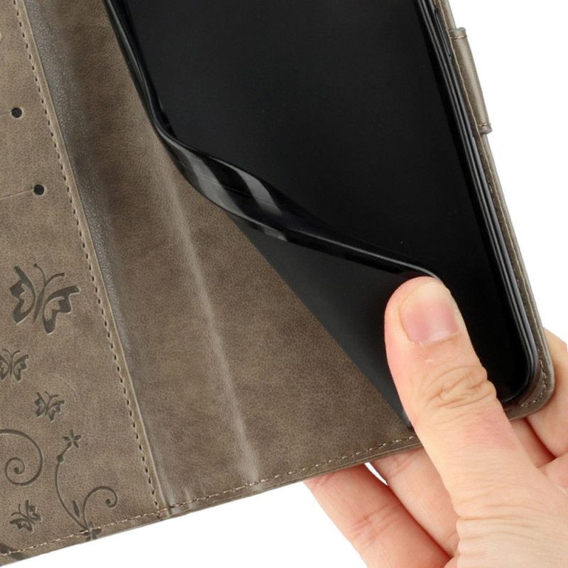 Læder Cover Samsung Galaxy S26 Ultra Telefon Etui Sommerfugl Og Blomster