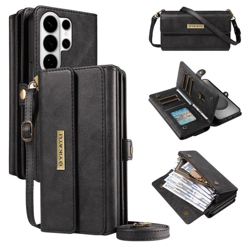 Læder Cover Samsung Galaxy S26 Ultra Telefon Etui Vintage Pung Med Skulderrem