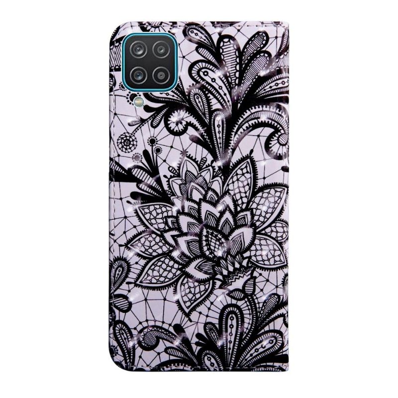 Flip Cover Samsung Galaxy A12 Blomsterknipling