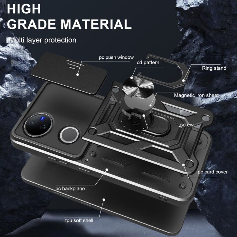 Cover Vivo V50 5g Skydeligt Kameradæksel Og Støtte